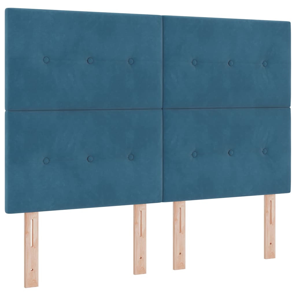 Lit à ressorts avec tête de lit Bleu foncé 140 x 200 cm Velours - XIOS