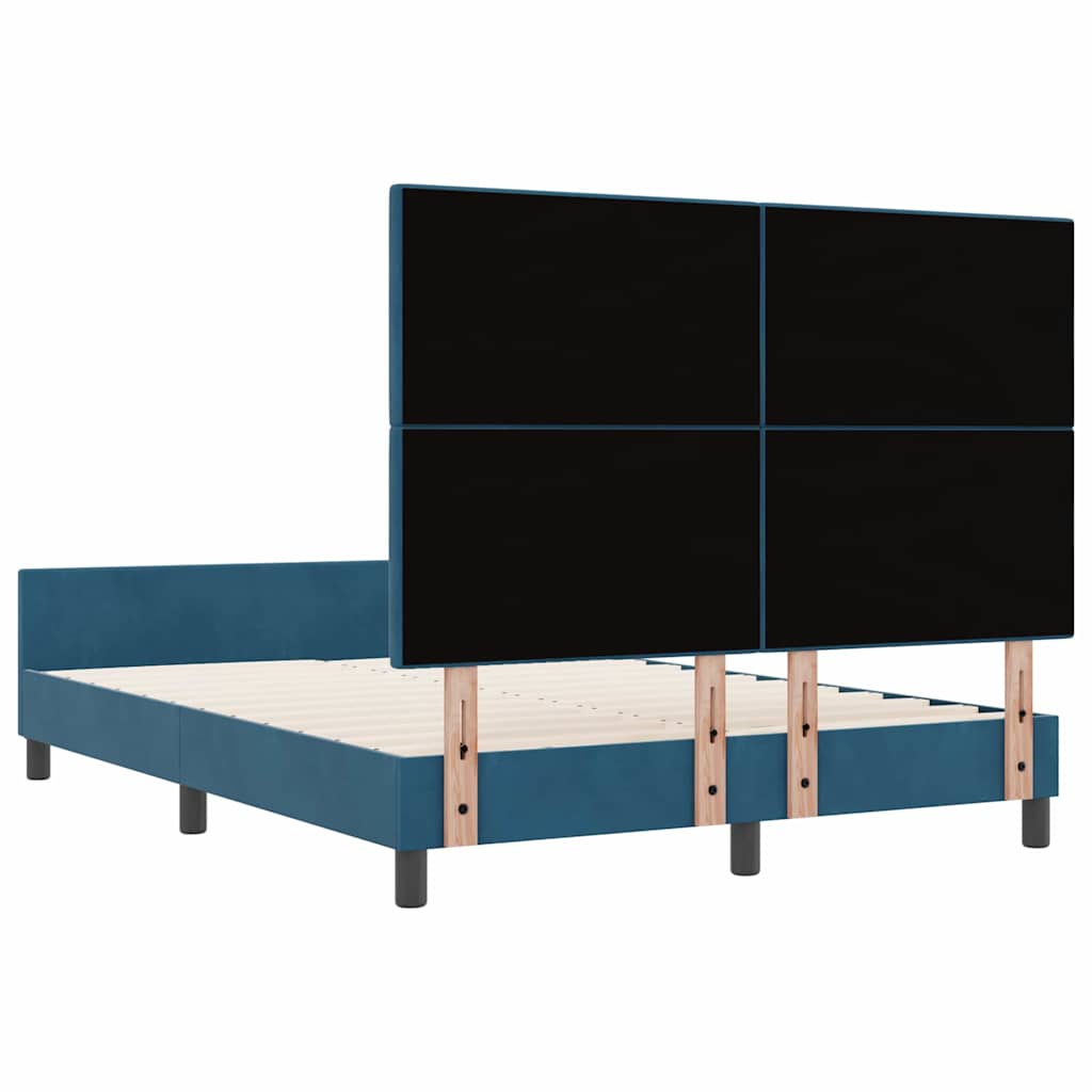 Lit à ressorts avec tête de lit Bleu foncé 140 x 200 cm Velours - XIOS