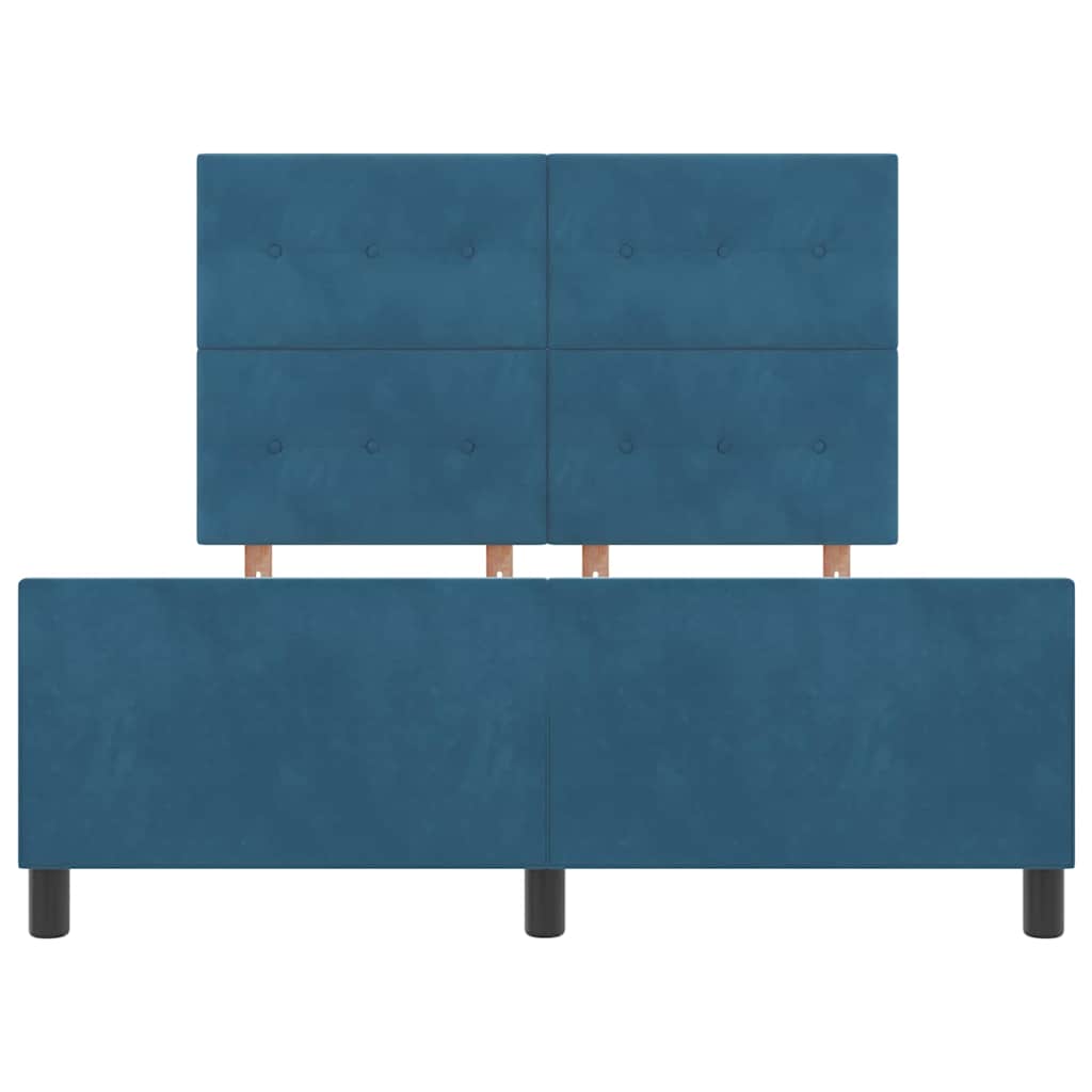 Lit à ressorts avec tête de lit Bleu foncé 140 x 200 cm Velours - XIOS