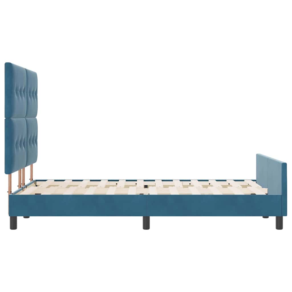 Lit à ressorts avec tête de lit Bleu foncé 140 x 200 cm Velours - XIOS