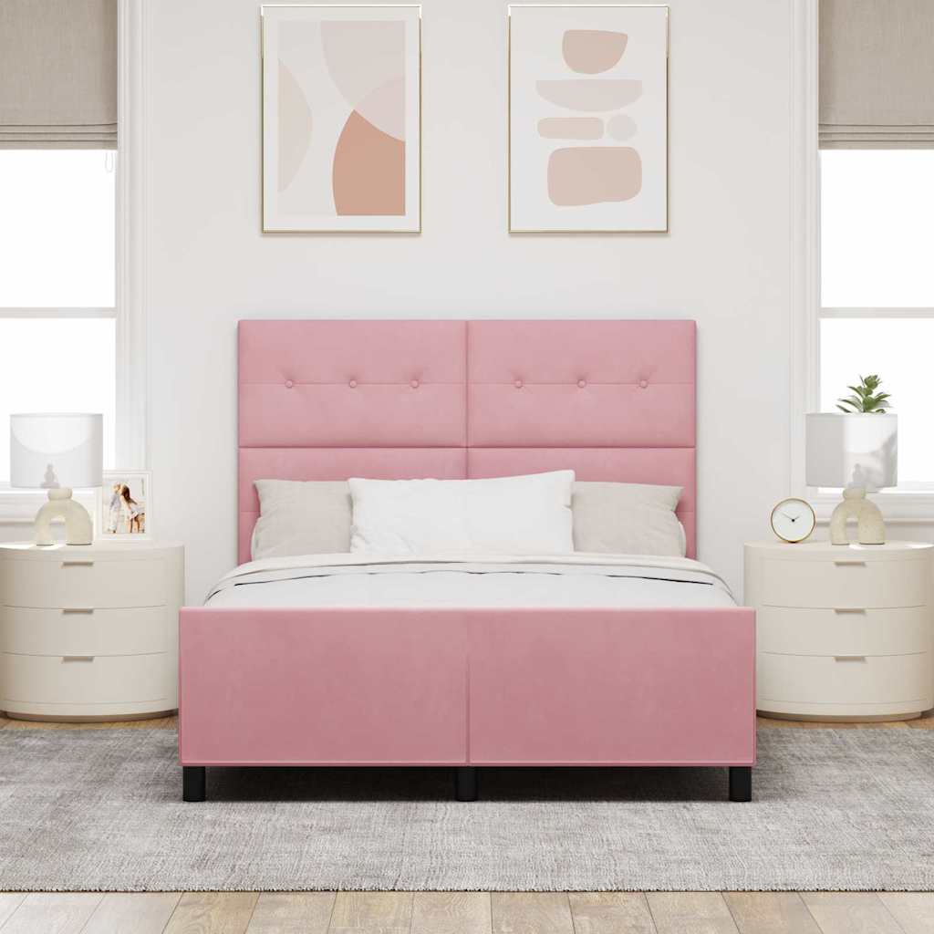 Lit à ressorts avec tête de lit Rose 140 x 200 cm Velours - XIOS