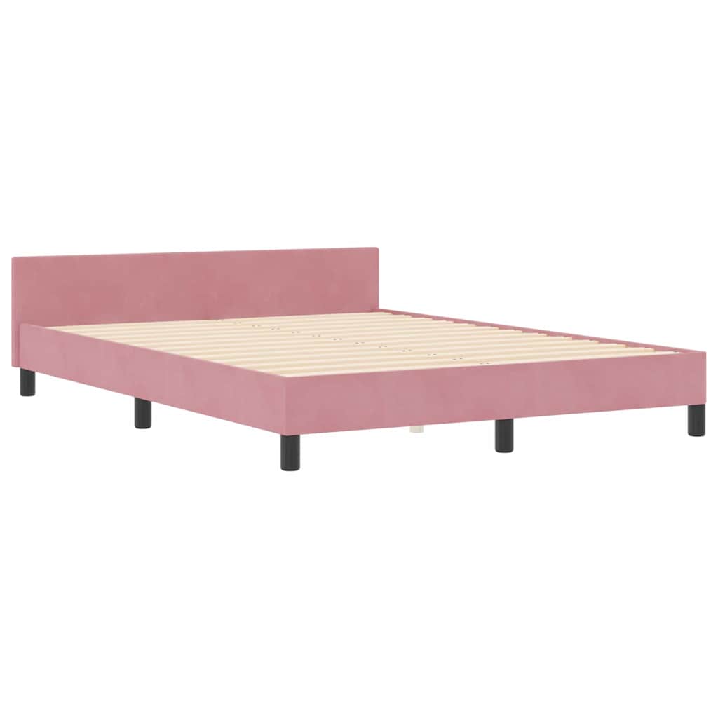 Lit à ressorts avec tête de lit Rose 140 x 200 cm Velours - XIOS