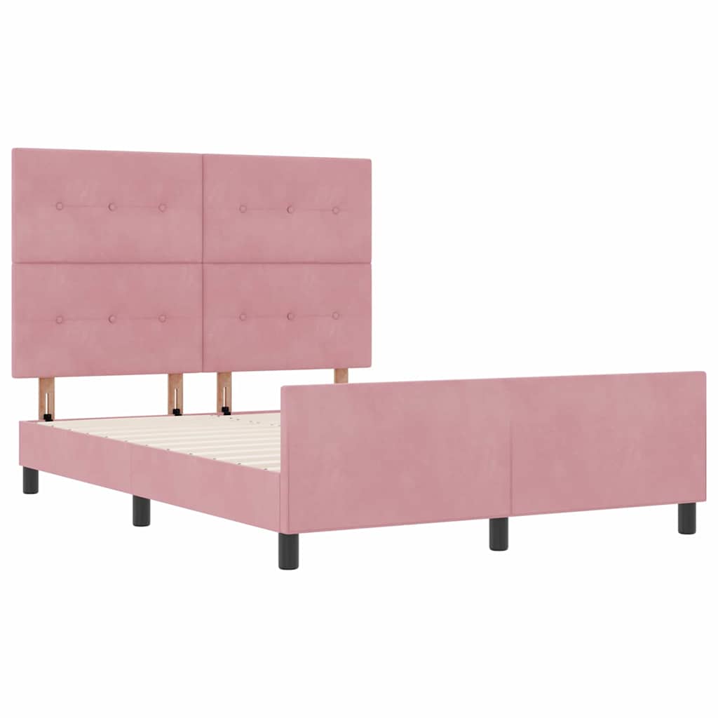 Lit à ressorts avec tête de lit Rose 140 x 200 cm Velours - XIOS