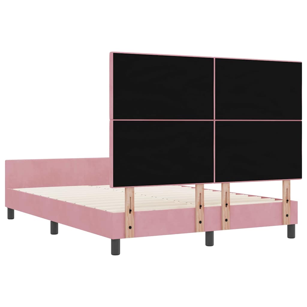 Lit à ressorts avec tête de lit Rose 140 x 200 cm Velours - XIOS