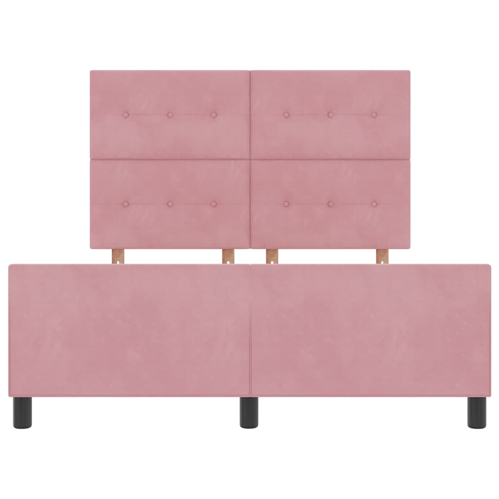 Lit à ressorts avec tête de lit Rose 140 x 200 cm Velours - XIOS