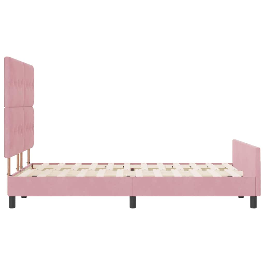 Lit à ressorts avec tête de lit Rose 140 x 200 cm Velours - XIOS