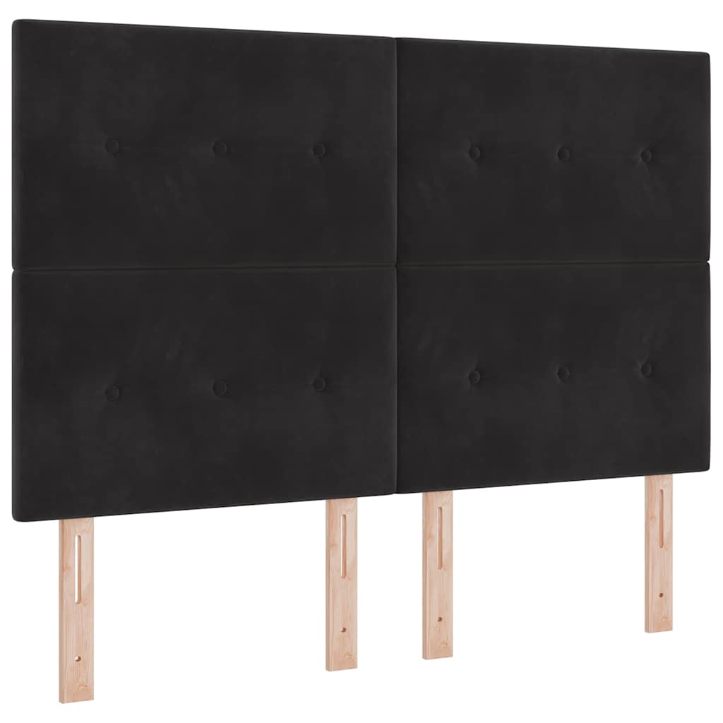 Lit à ressorts avec tête de lit Noir 160 x 200 cm Velours