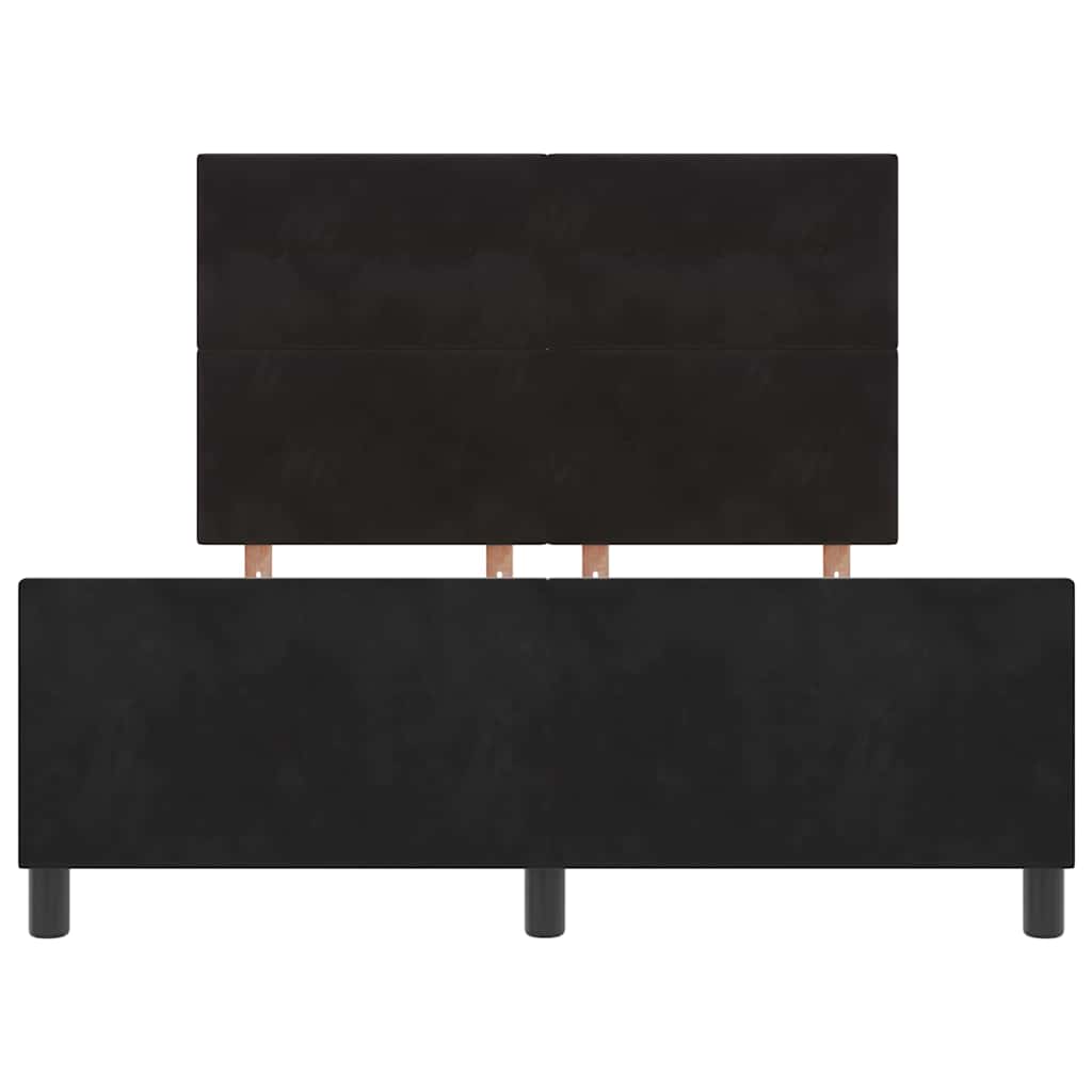 Lit à ressorts avec tête de lit Noir 160 x 200 cm Velours