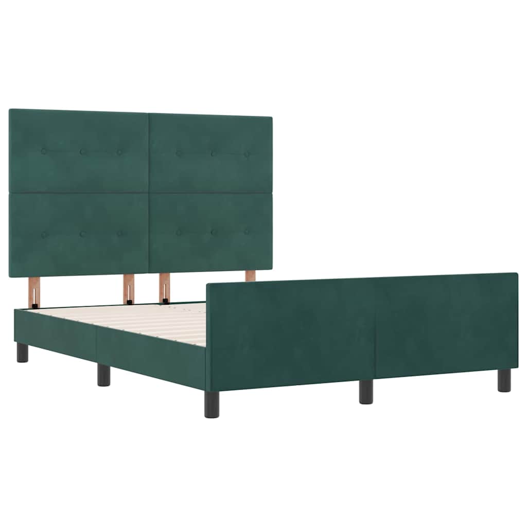 Lit à ressorts avec tête de lit Vert foncé 160 x 200 cm Velours