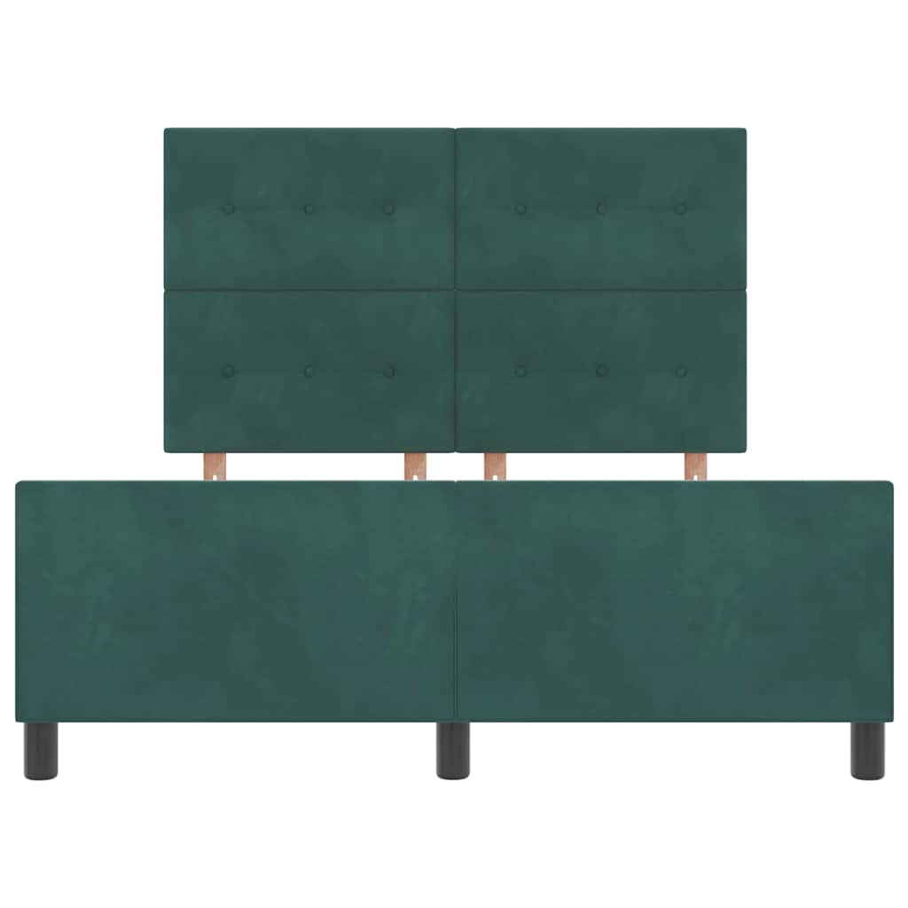 Lit à ressorts avec tête de lit Vert foncé 160 x 200 cm Velours