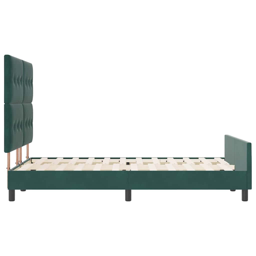Lit à ressorts avec tête de lit Vert foncé 160 x 200 cm Velours
