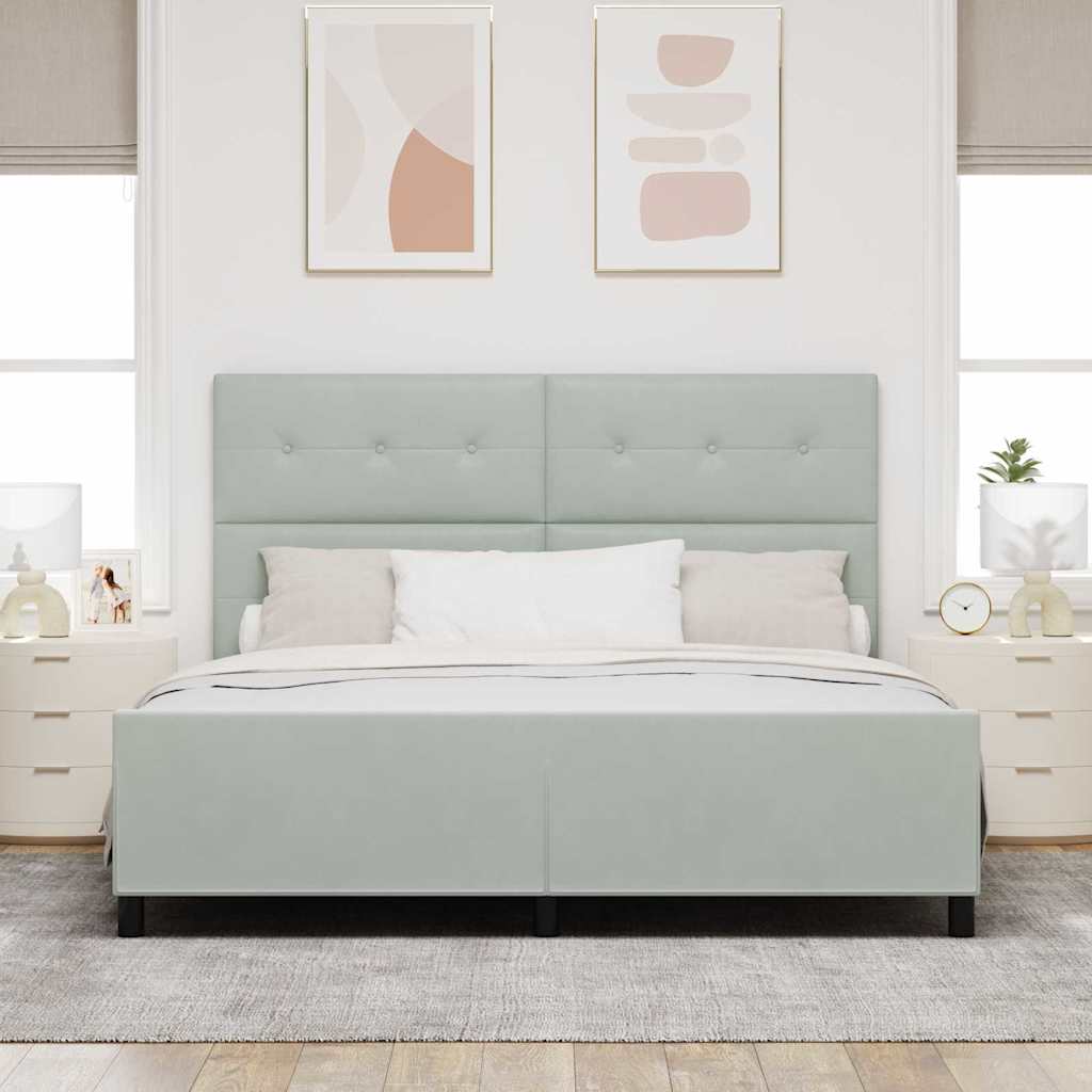 Lit à ressorts avec tête de lit Gris clair 180 x 200 cm Velours - XIOS