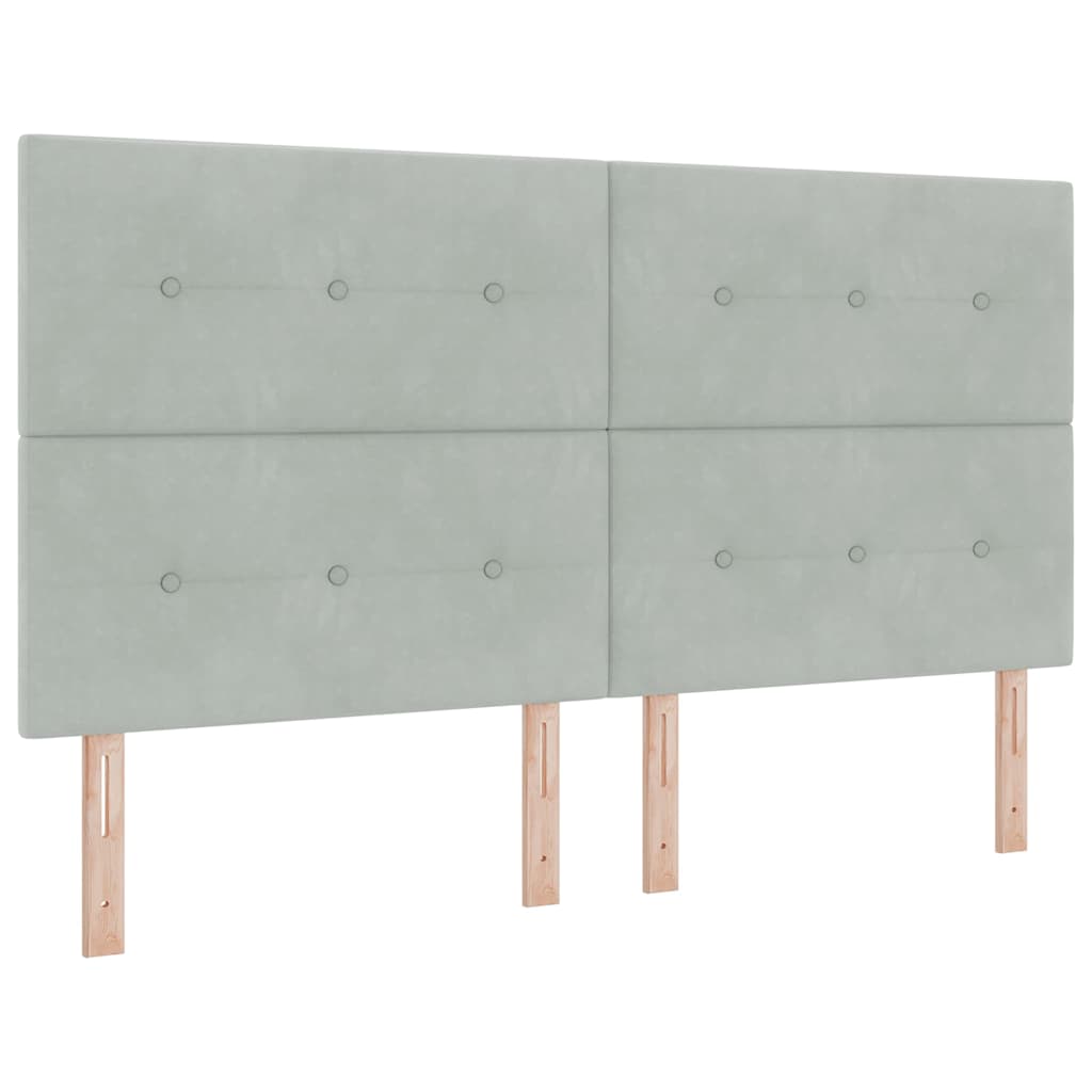 Lit à ressorts avec tête de lit Gris clair 180 x 200 cm Velours - XIOS