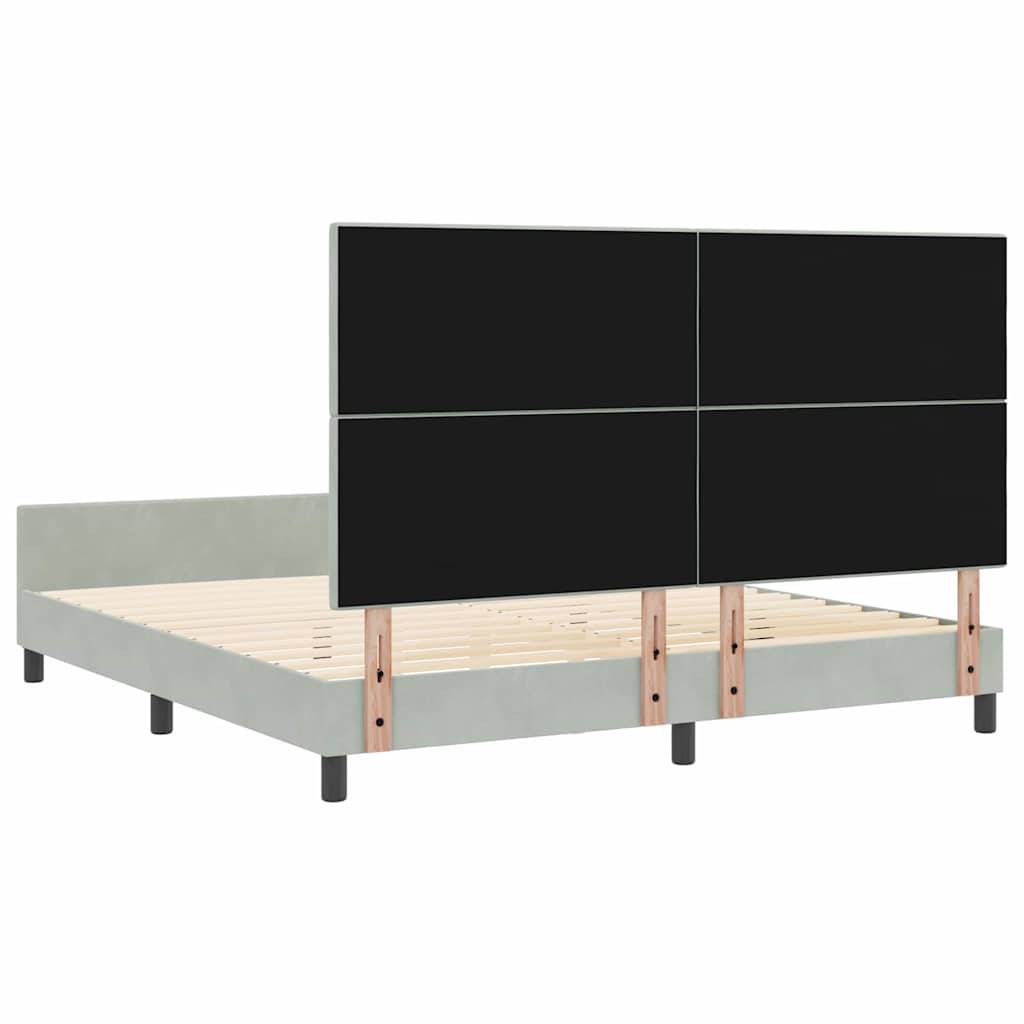 Lit à ressorts avec tête de lit Gris clair 180 x 200 cm Velours - XIOS