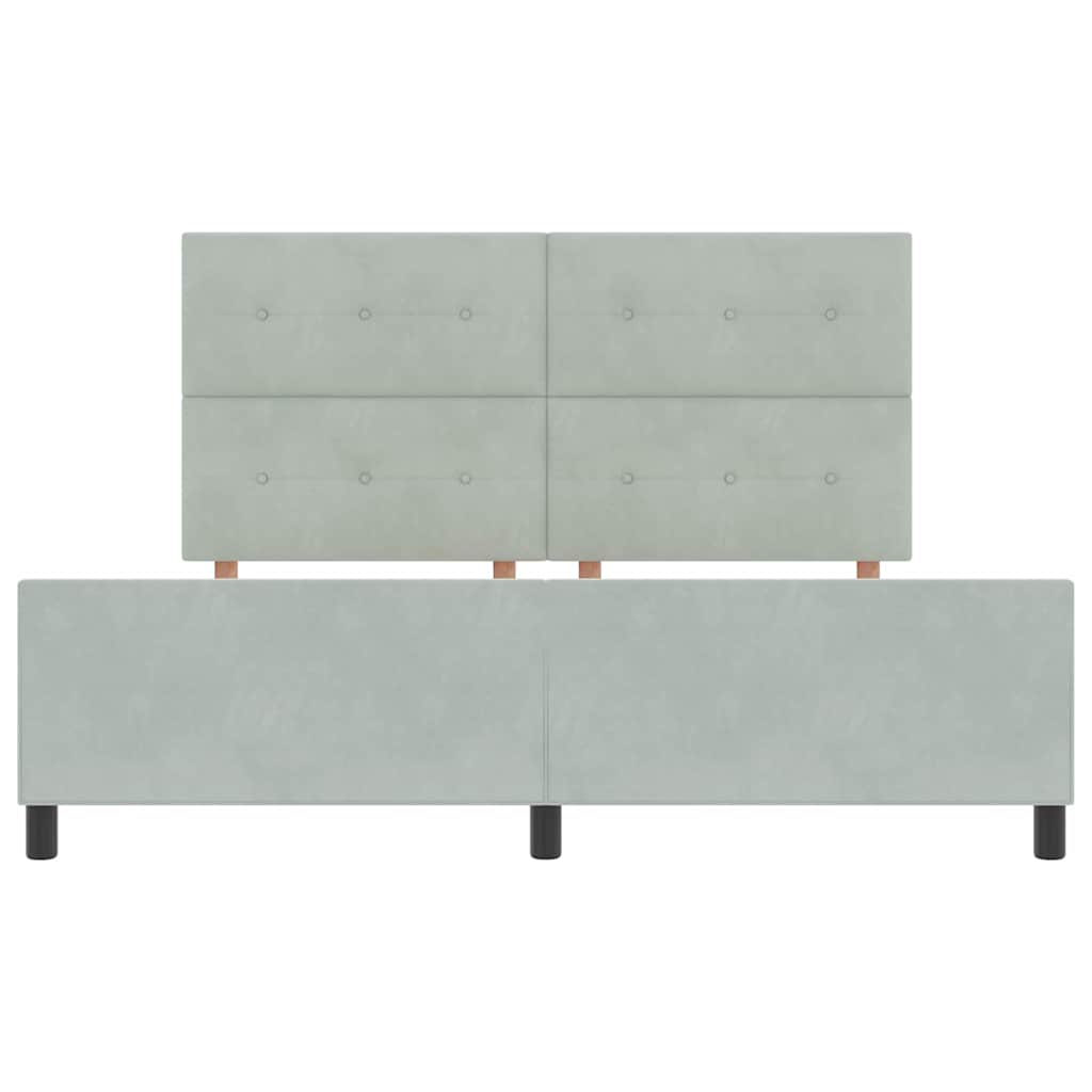 Lit à ressorts avec tête de lit Gris clair 180 x 200 cm Velours - XIOS