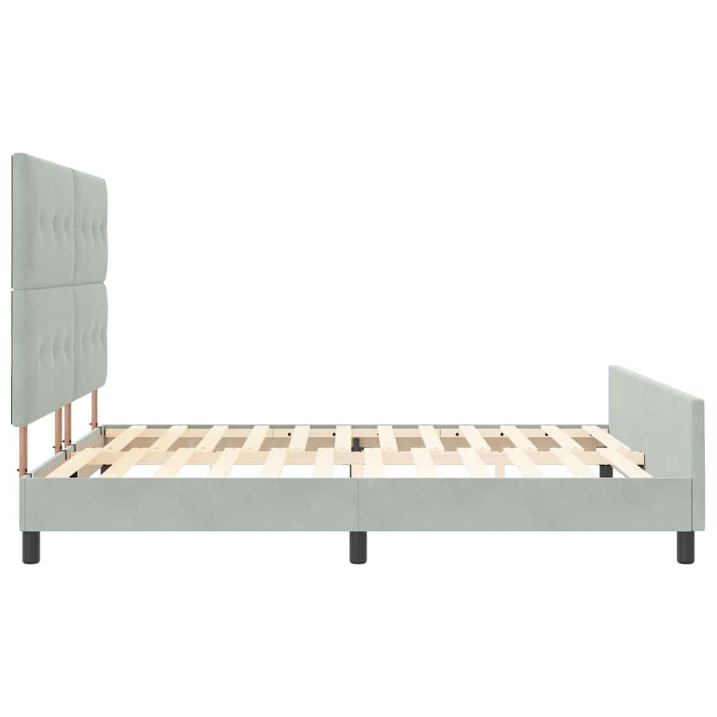 Lit à ressorts avec tête de lit Gris clair 180 x 200 cm Velours - XIOS