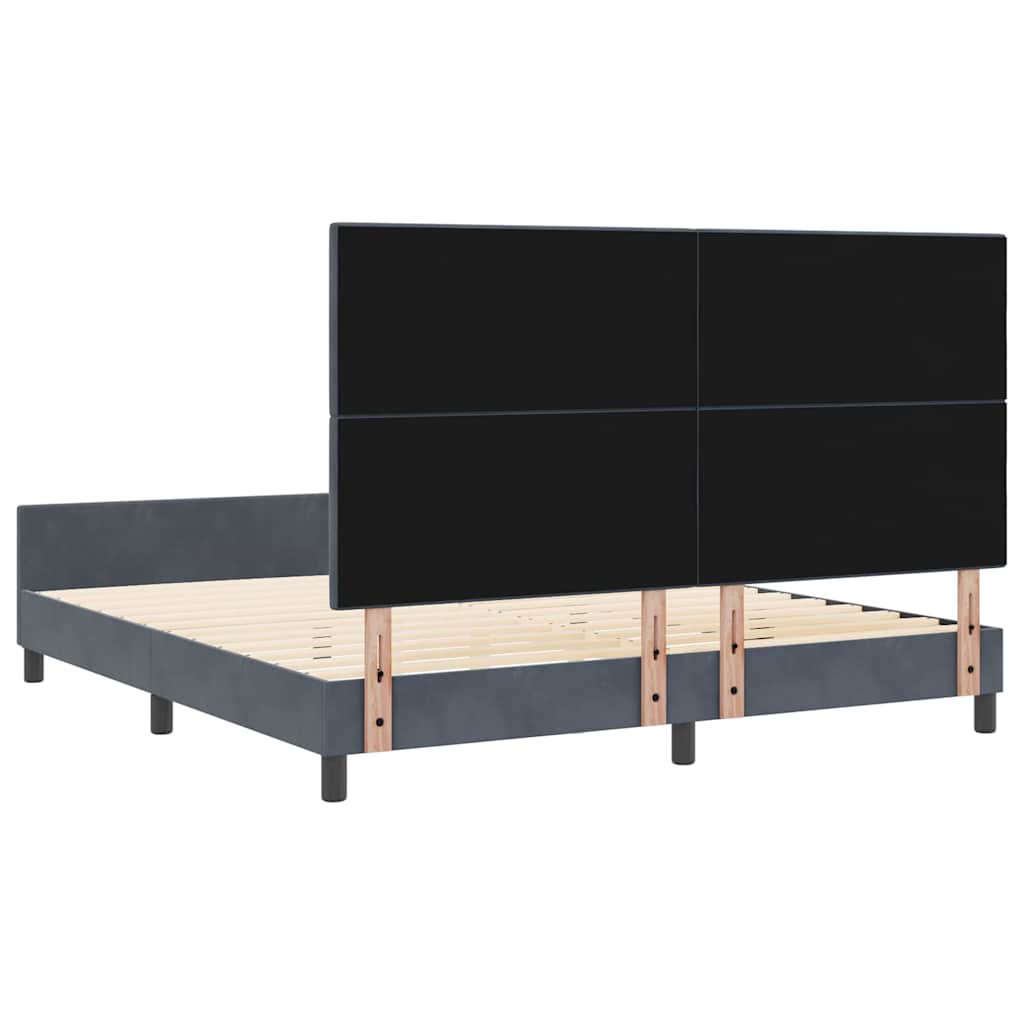 Lit à ressorts avec tête de lit Gris foncé 180 x 200 cm Velours - XIOS