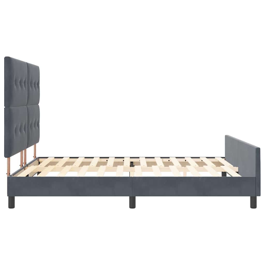 Lit à ressorts avec tête de lit Gris foncé 180 x 200 cm Velours - XIOS
