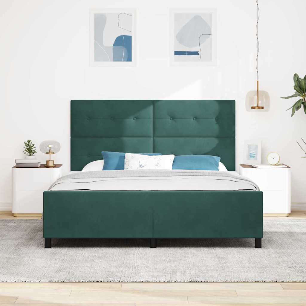 Lit à ressorts avec tête de lit Vert foncé 180 x 200 cm Velours - XIOS