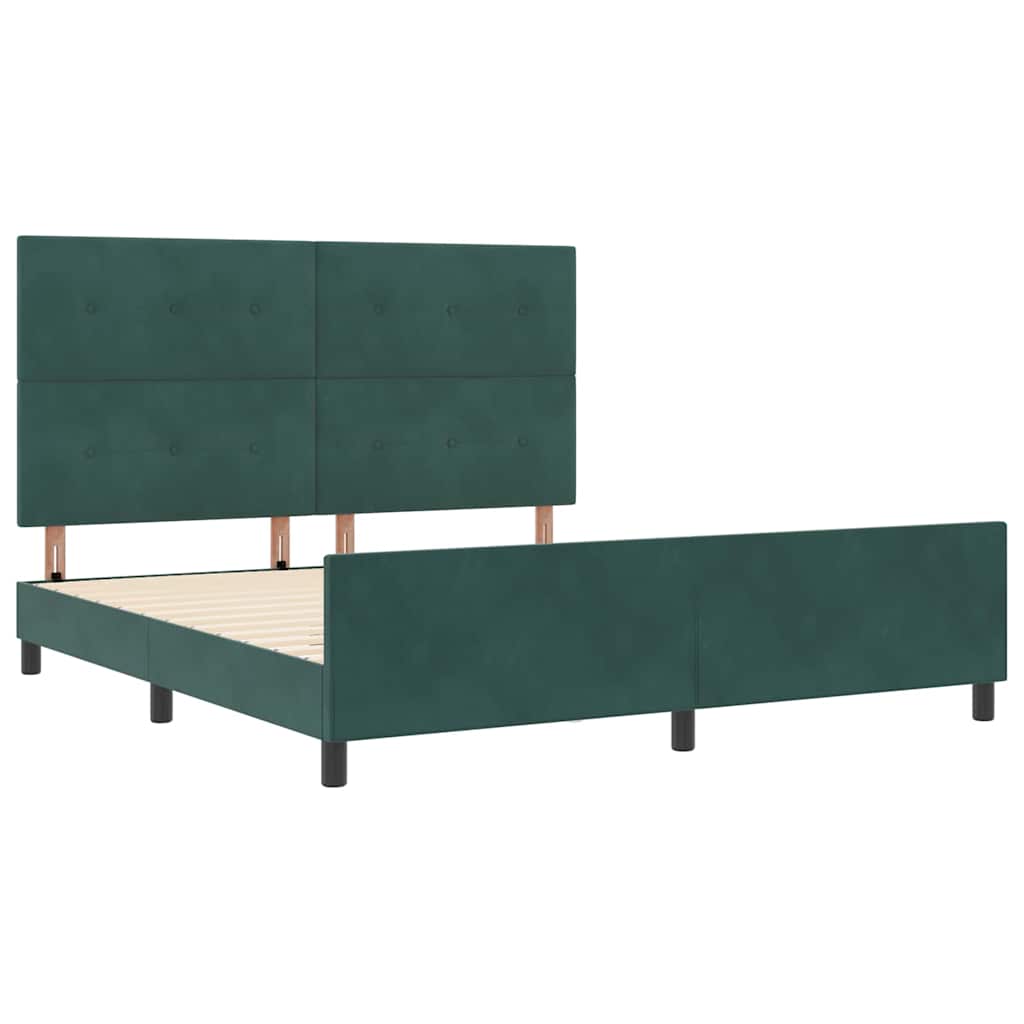 Lit à ressorts avec tête de lit Vert foncé 180 x 200 cm Velours - XIOS