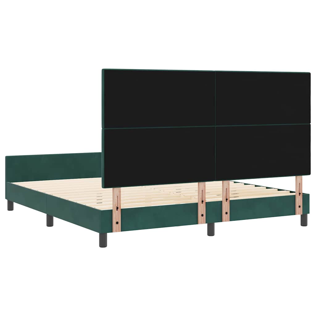 Lit à ressorts avec tête de lit Vert foncé 180 x 200 cm Velours - XIOS