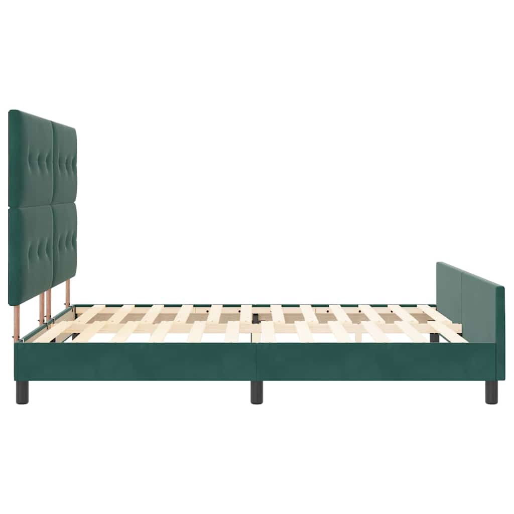 Lit à ressorts avec tête de lit Vert foncé 180 x 200 cm Velours - XIOS