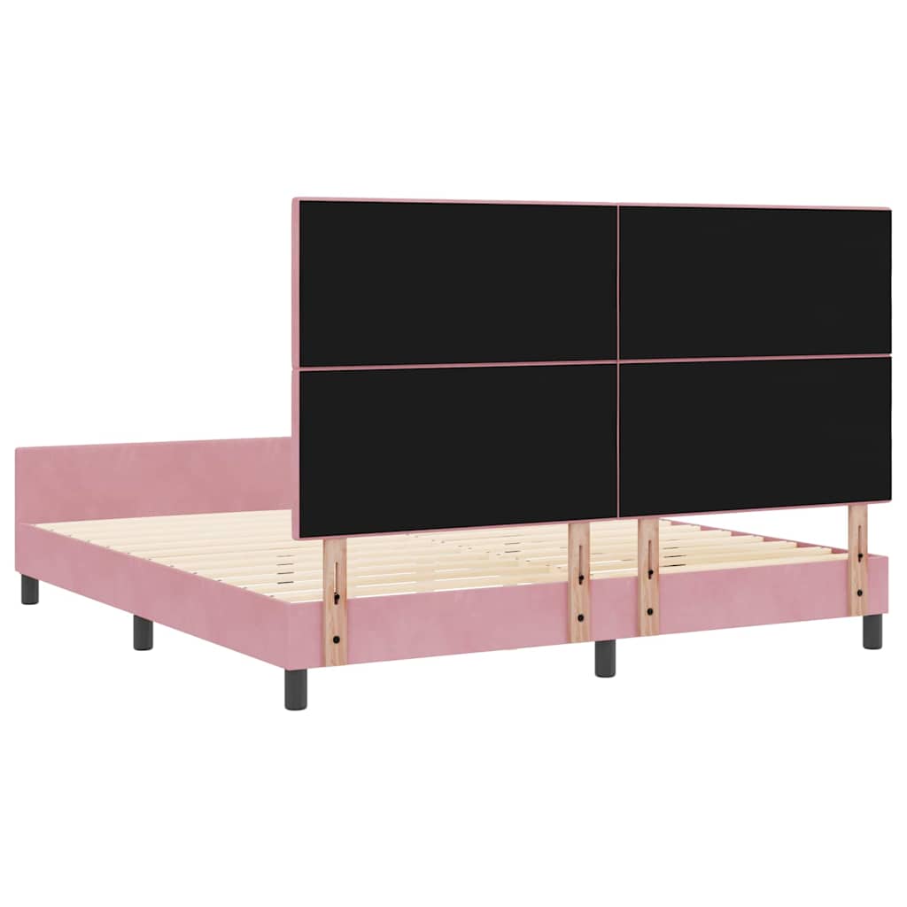 Lit à ressorts avec tête de lit Rose 180 x 200 cm Velours - XIOS
