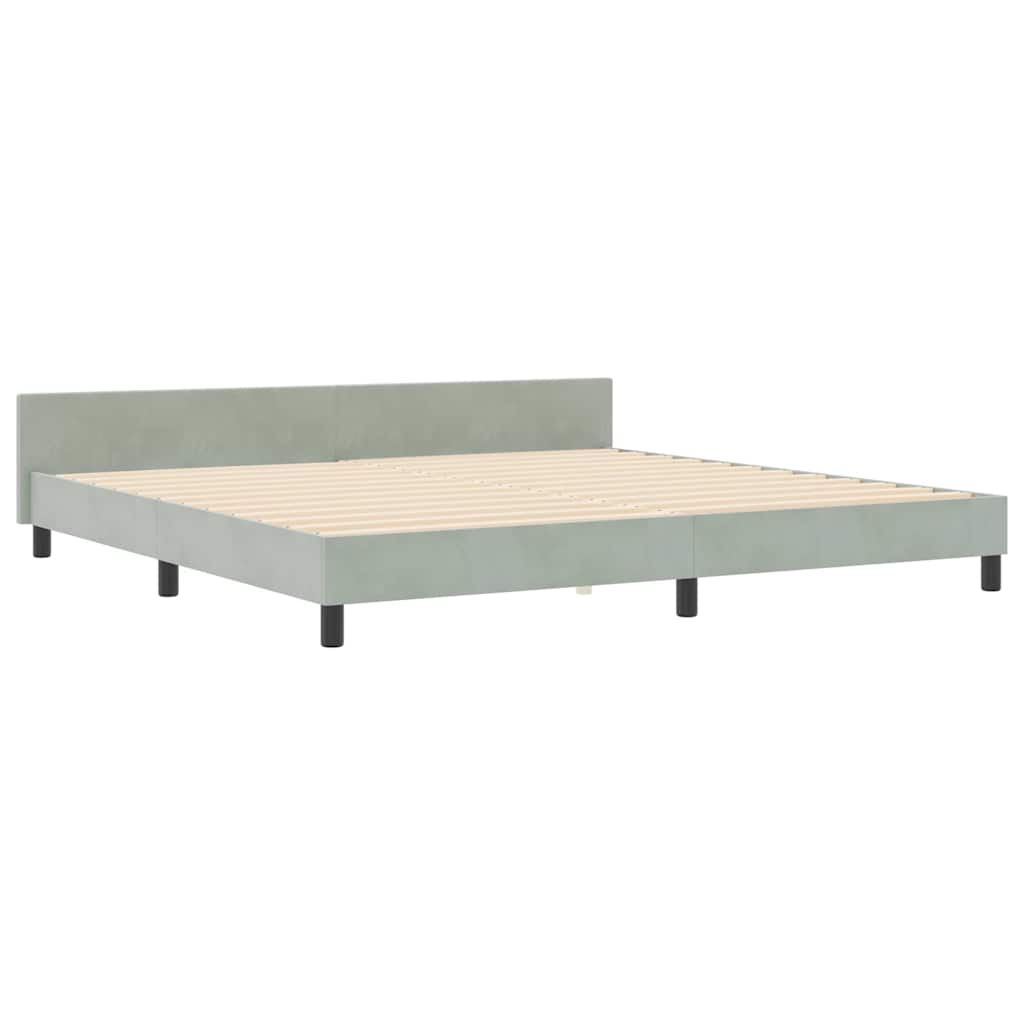 Lit à ressorts avec tête de lit Gris clair 200 x 200 cm Velours - XIOS