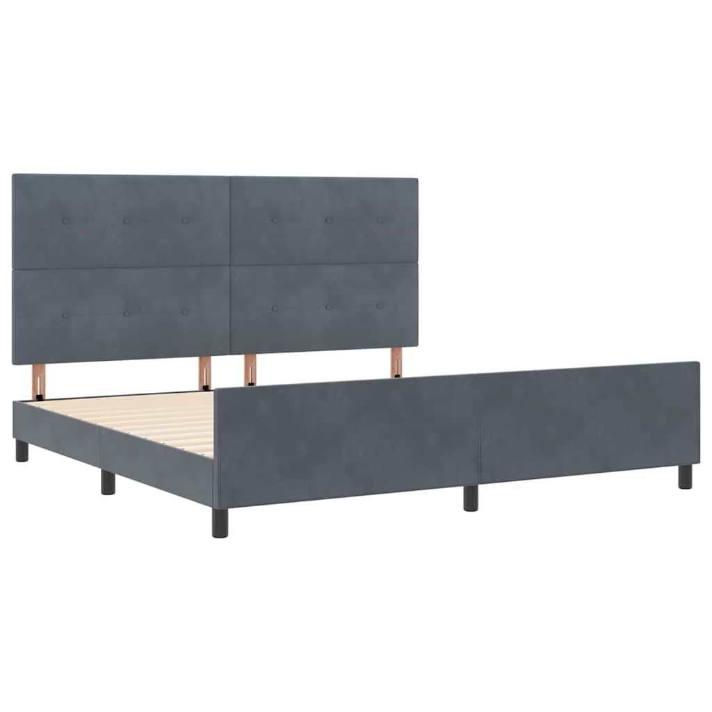 Lit à ressorts avec tête de lit Gris foncé 200 x 200 cm Velours - XIOS