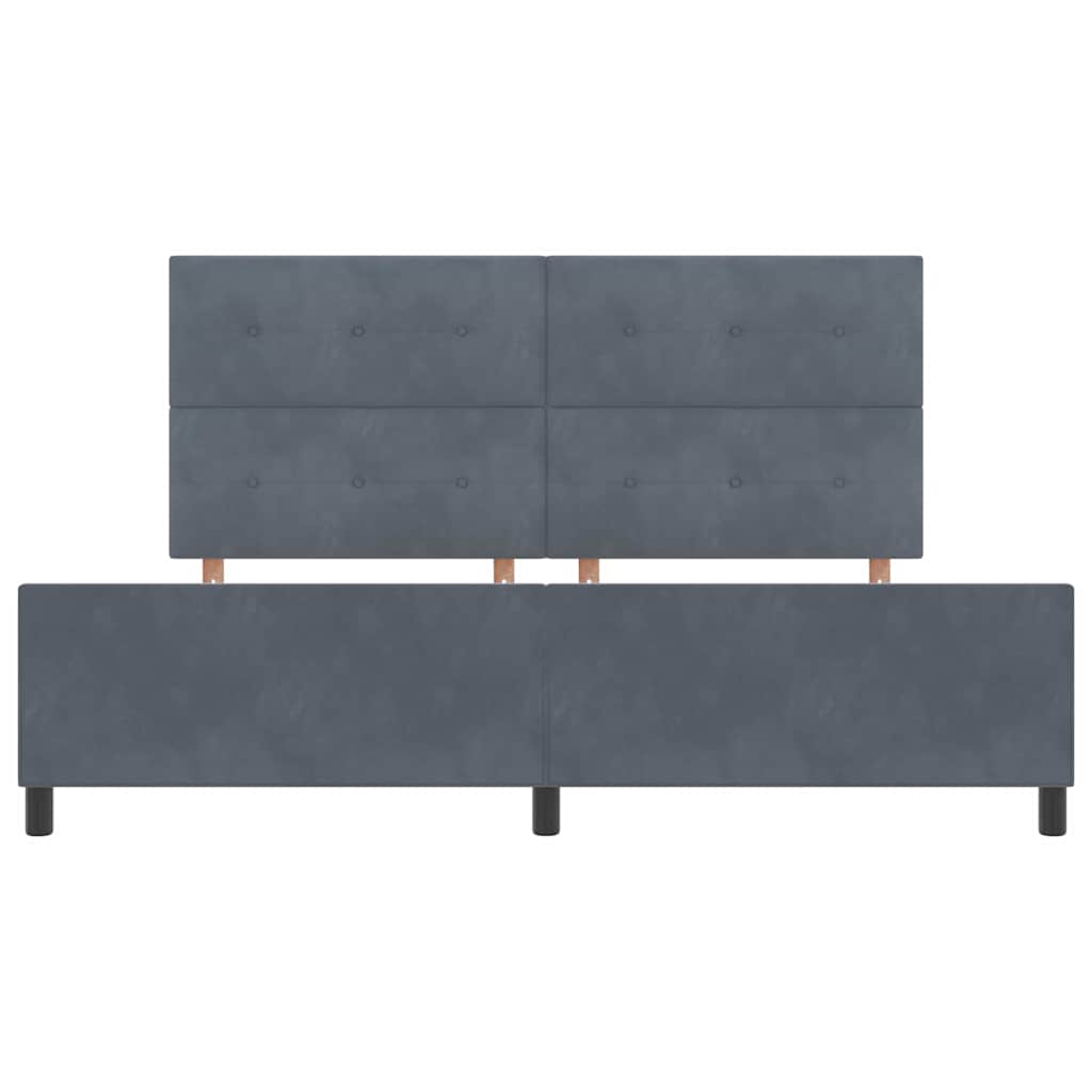 Lit à ressorts avec tête de lit Gris foncé 200 x 200 cm Velours - XIOS
