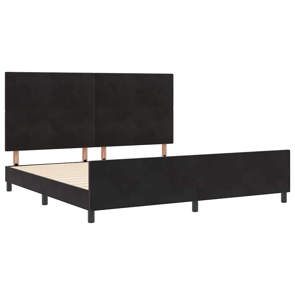 Lit à ressorts avec tête de lit Noir 200 x 200 cm Velours - XIOS