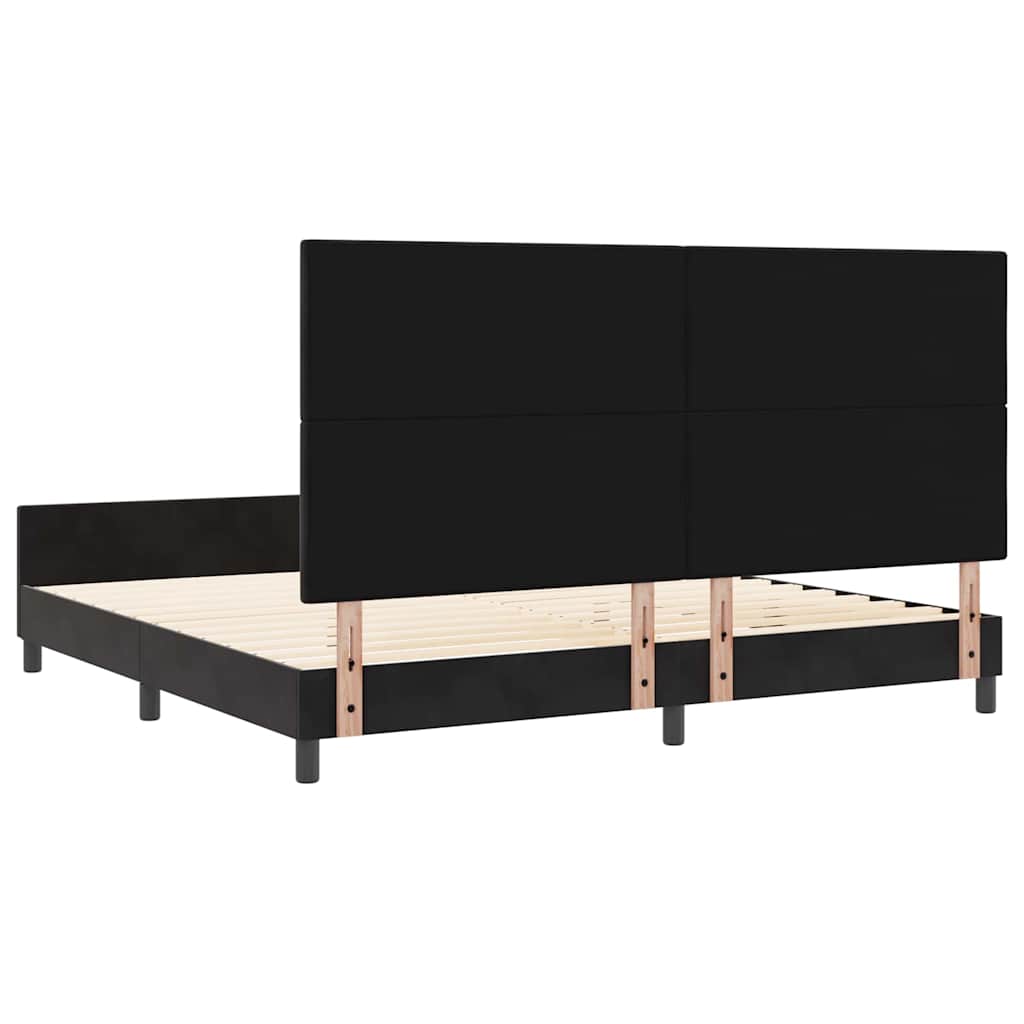 Lit à ressorts avec tête de lit Noir 200 x 200 cm Velours - XIOS