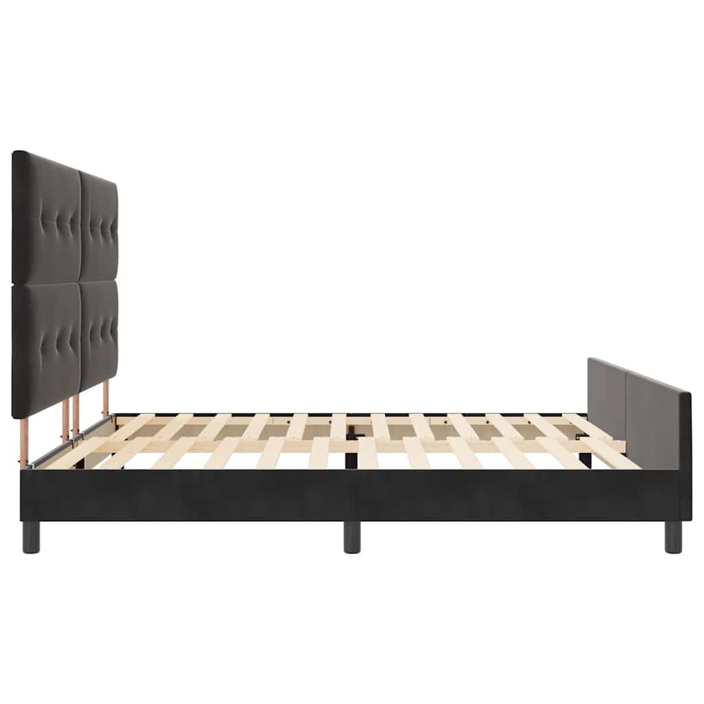 Lit à ressorts avec tête de lit Noir 200 x 200 cm Velours - XIOS