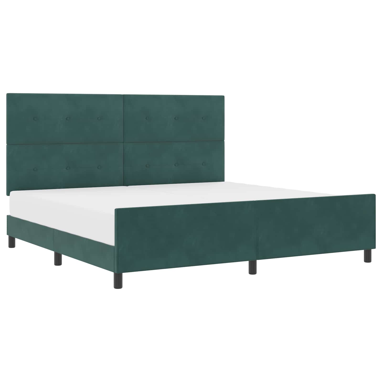 Lit à ressorts avec tête de lit Vert foncé 200 x 200 cm Velours - XIOS