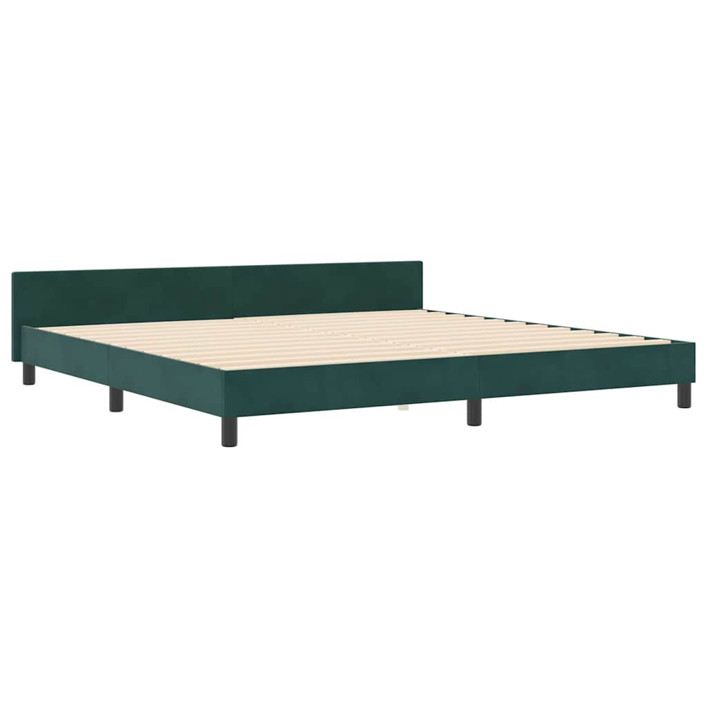 Lit à ressorts avec tête de lit Vert foncé 200 x 200 cm Velours - XIOS