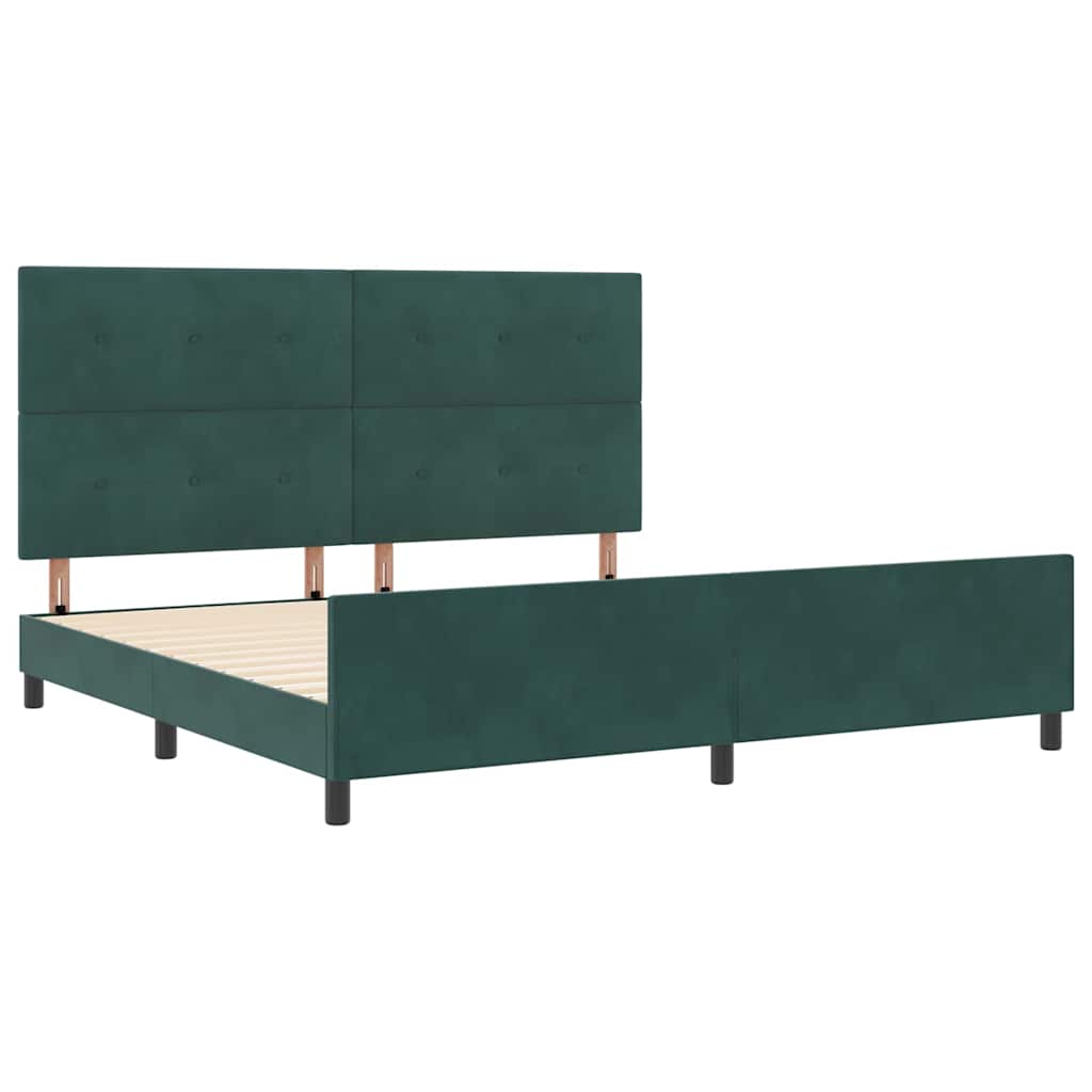 Lit à ressorts avec tête de lit Vert foncé 200 x 200 cm Velours - XIOS