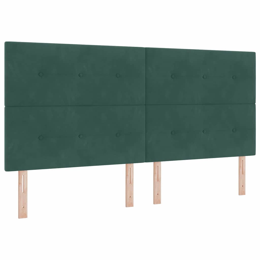 Lit à ressorts avec tête de lit Vert foncé 200 x 200 cm Velours - XIOS