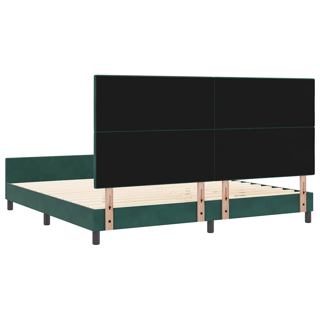 Lit à ressorts avec tête de lit Vert foncé 200 x 200 cm Velours - XIOS