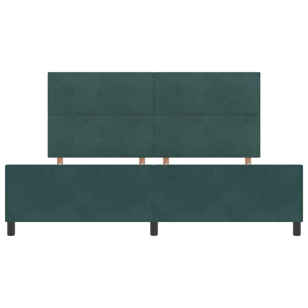 Lit à ressorts avec tête de lit Vert foncé 200 x 200 cm Velours - XIOS