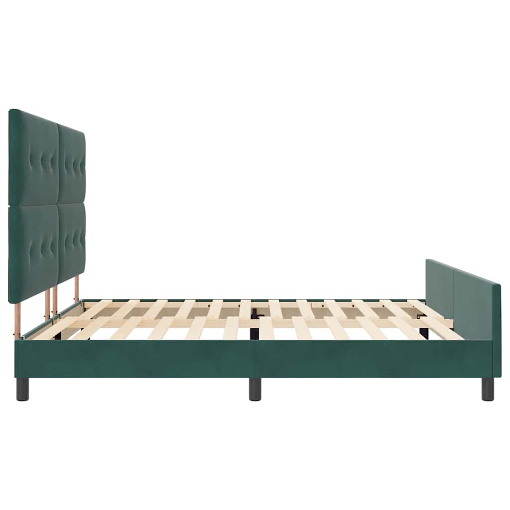 Lit à ressorts avec tête de lit Vert foncé 200 x 200 cm Velours - XIOS