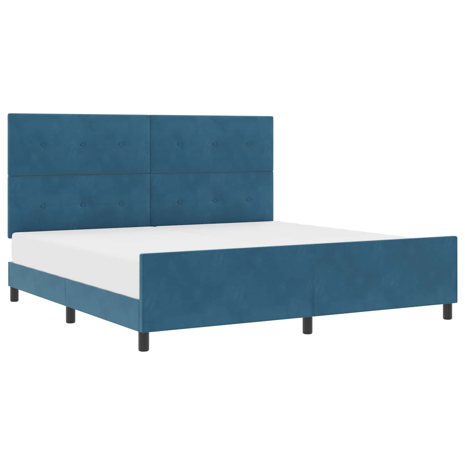 Lit à ressorts avec tête de lit Bleu foncé 200 x 200 cm Velours - XIOS