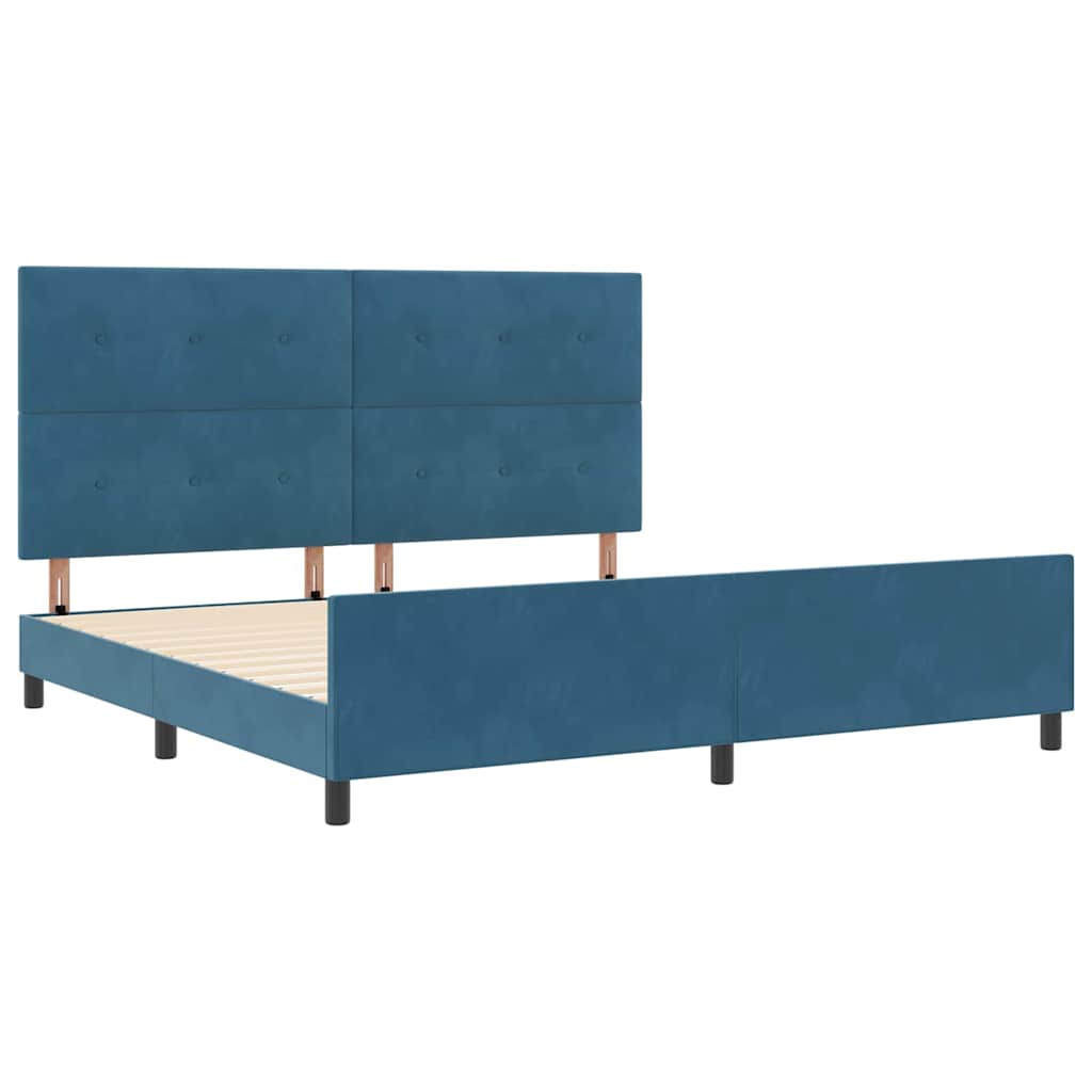 Lit à ressorts avec tête de lit Bleu foncé 200 x 200 cm Velours - XIOS