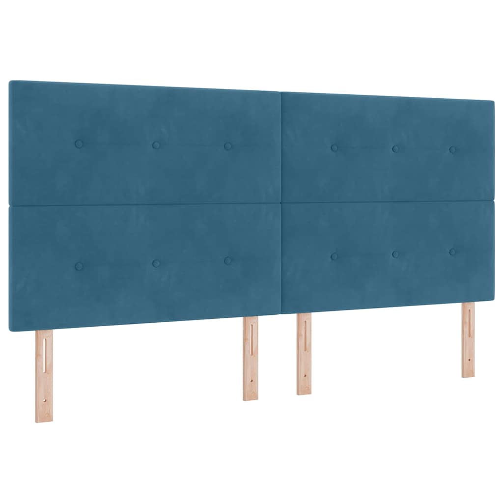 Lit à ressorts avec tête de lit Bleu foncé 200 x 200 cm Velours - XIOS