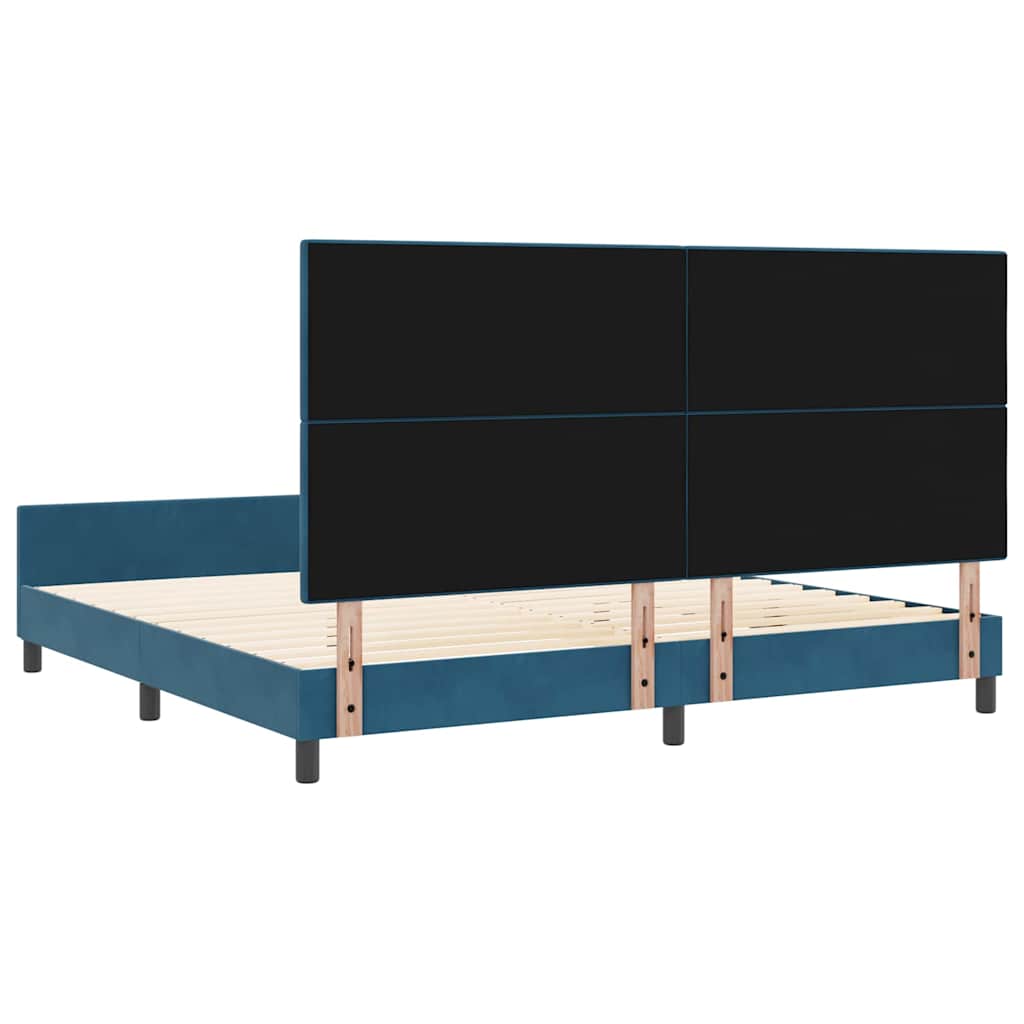 Lit à ressorts avec tête de lit Bleu foncé 200 x 200 cm Velours - XIOS