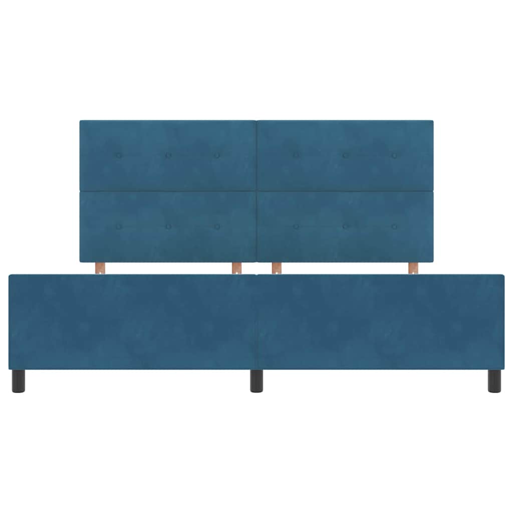 Lit à ressorts avec tête de lit Bleu foncé 200 x 200 cm Velours - XIOS
