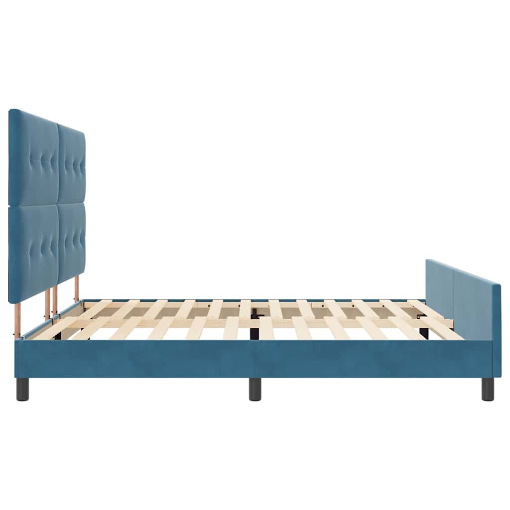 Lit à ressorts avec tête de lit Bleu foncé 200 x 200 cm Velours - XIOS