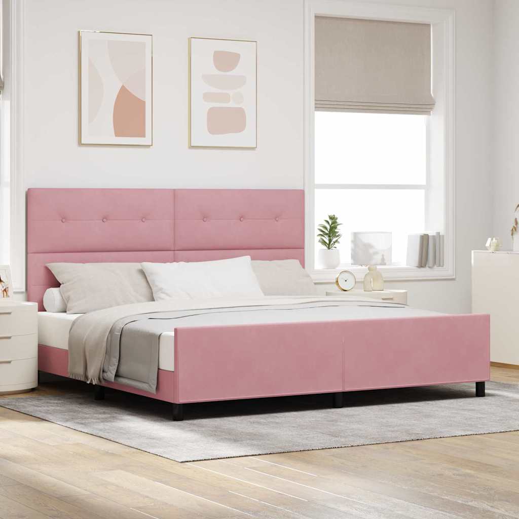 Lit à ressorts avec tête de lit Rose 200 x 200 cm Velours - XIOS