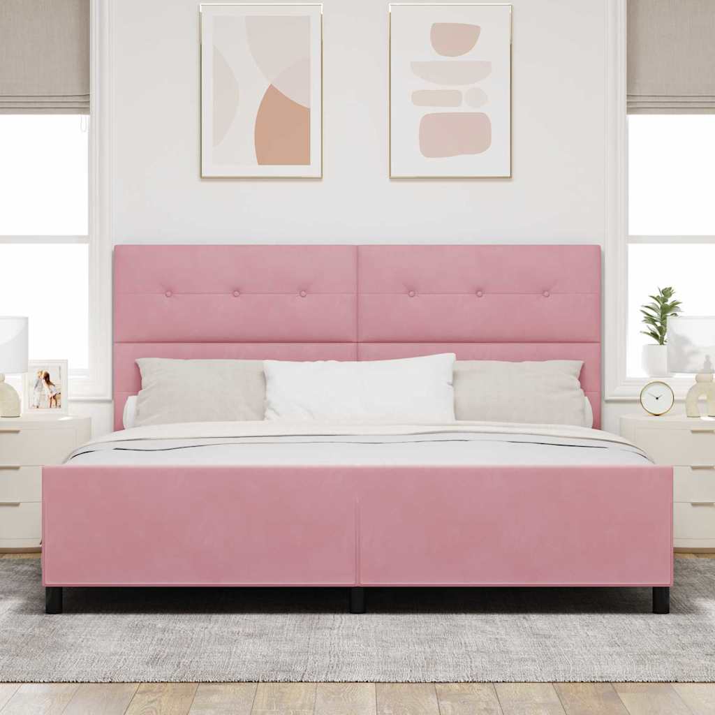Lit à ressorts avec tête de lit Rose 200 x 200 cm Velours - XIOS
