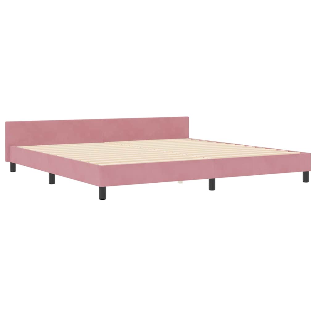 Lit à ressorts avec tête de lit Rose 200 x 200 cm Velours - XIOS