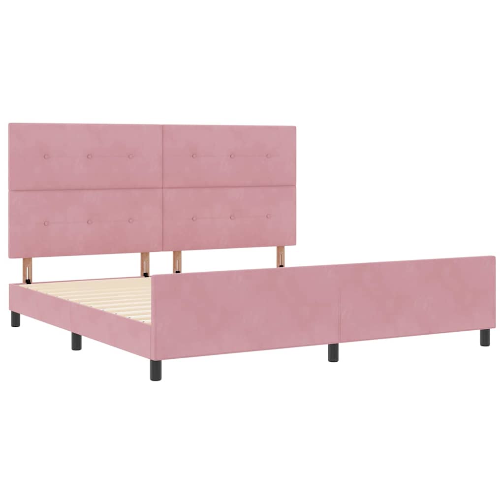 Lit à ressorts avec tête de lit Rose 200 x 200 cm Velours - XIOS